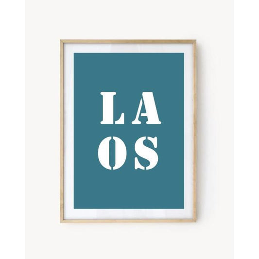 Affiche Poster Laos bleu turquoise