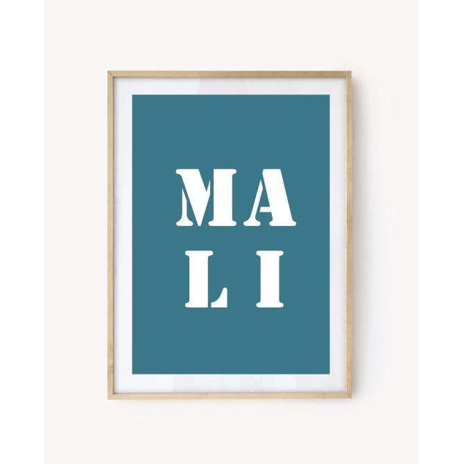 Affiche Poster Mali bleu turquoise