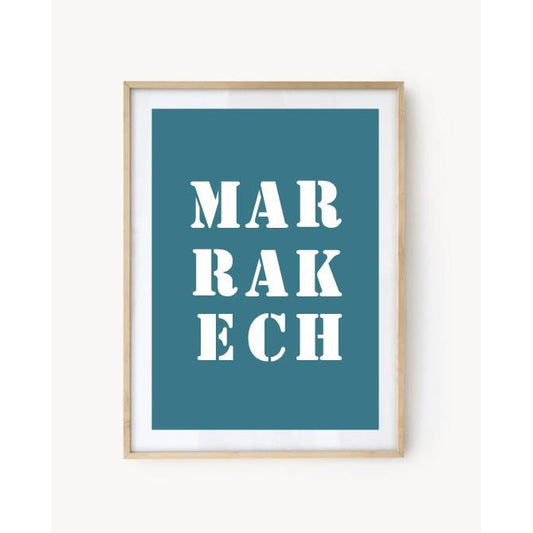 Affiche Poster Marrakech bleu turquoise