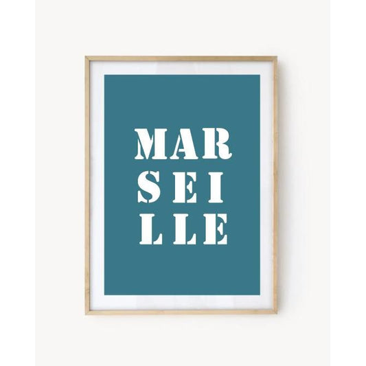 Affiche Poster Marseille bleu turquoise