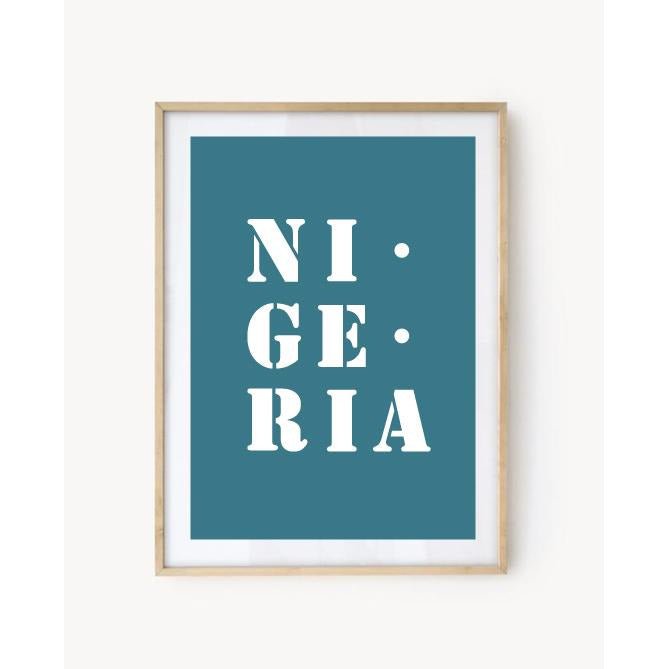 Affiche Poster Nigeria bleu turquoise