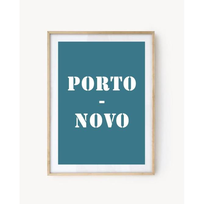 Affiche Poster Porto-Novo bleu turquoise