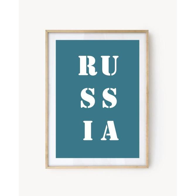 Affiche Poster Russie bleu turquoise