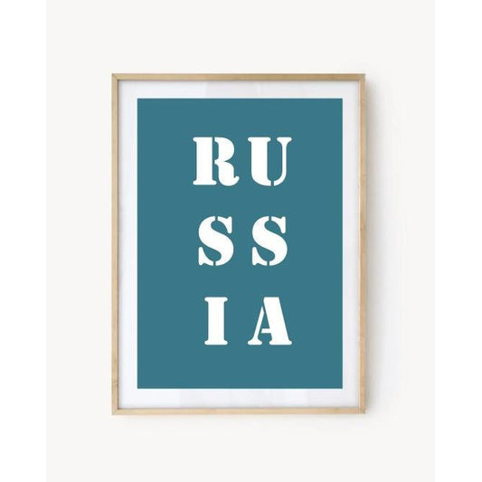 Affiche Poster Russie bleu turquoise