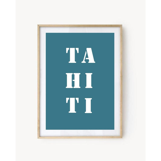 Affiche Poster Tahiti bleu turquoise