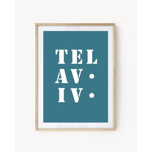 Affiche Poster Tel Aviv bleu turquoise