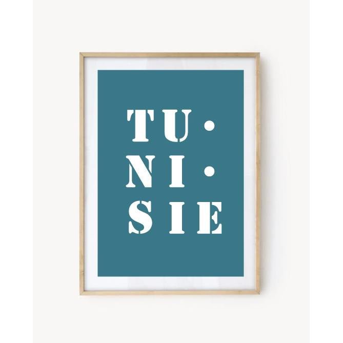 Affiche Poster Tunisie bleu turquoise