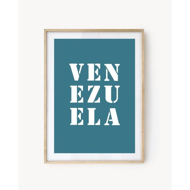 Affiche Poster Vénézuela bleu turquoise