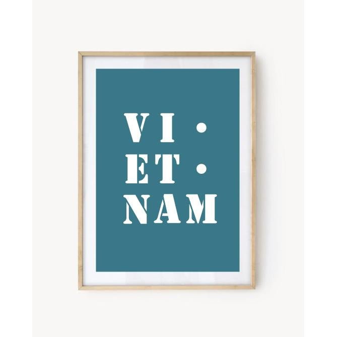 Affiche Poster Vietnam bleu turquoise