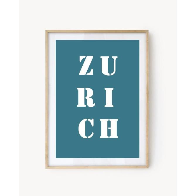 Affiche Poster Zurich bleu turquoise | Affiche Poster Suisse