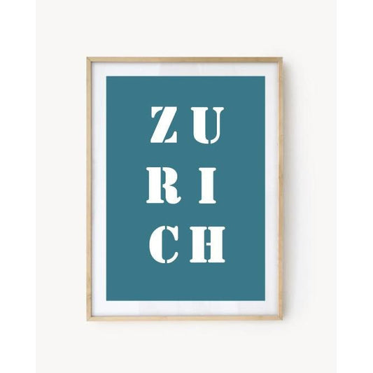 Affiche Poster Zurich bleu turquoise | Affiche Poster Suisse