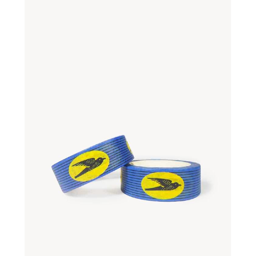 Masking Tape Wax Bleu Motif "Hirondelle"