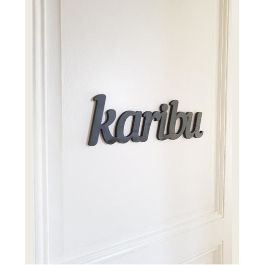 Mot déco "Karibu" - Gris ardoise