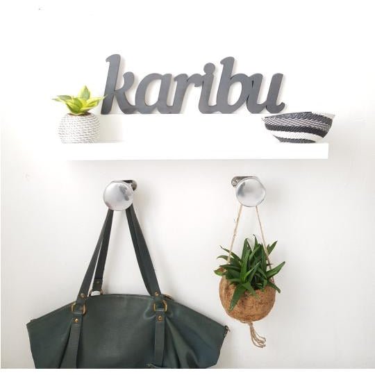 Mot déco "Karibu" - Gris ardoise